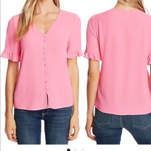 CeCe ruffle sleeve blouse, begonia pink
